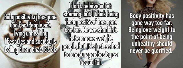 Whisper confession collage body positivity gone too far